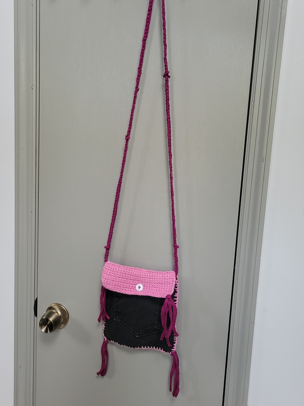 Handmade Pink & Magenta Crochet Crossbody Bag